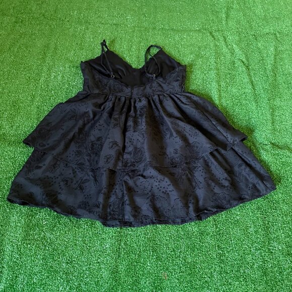 Wild Fable Black Tiered Fit & Flare Ajustable Spaghetti Straps Mini Dress Size M - Picture 7 of 13